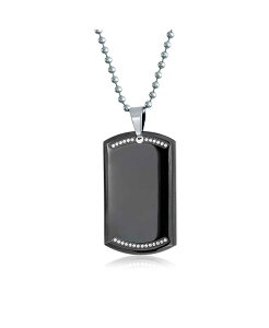 yz uO fB[X lbNXE`[J[Ey_ggbv ANZT[ CZ Edge Black Dog Tag Pendant Necklace Stainless Steel with Bead Ball Chain 24 In Black