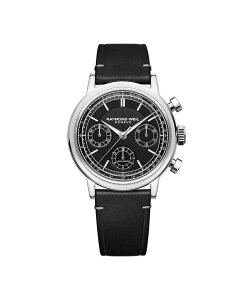 yz Ch EB Y rv ANZT[ Men's Swiss Automatic Chronograph Millesime Black Leather Strap Watch 40mm Black
