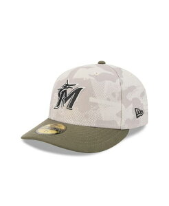 �j���[�G�� �����Y �A�N�Z�T���[ �X�q New Era Men's Light Beige/Olive Miami Marlins 2025 Armed Forces Day 59FIFTY Fitted Hat Light Beige Olive �I���[�u