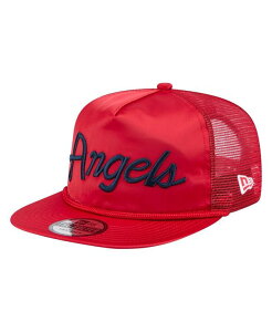 �j���[�G�� �����Y �A�N�Z�T���[ �X�q �T�e�� New Era Men's Red Los Angeles Angels Retro Satin Script Golfer Adjustable Hat Red ���b�h