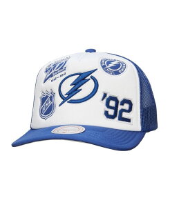 ~b`F&lX Y ANZT[ Xq Mitchell & Ness Men's White/Blue Tampa Bay Lightning Gridlock Trucker Adjustable Hat White Blue zCg