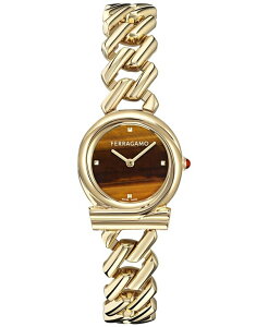 tFK fB[X ANZT[ rv Ferragamo Women's Swiss Gancini Twisted Chain Gold Ion Plated Bracelet Watch 28mm Ip Yellow Gold CG[