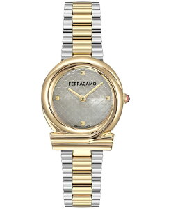 tFK fB[X ANZT[ rv TVc Ferragamo Women's Swiss Gancini Twisted Two-Tone Stainless Steel Bracelet Watch 32mm Two Tone