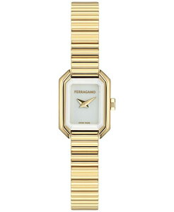 tFK fB[X ANZT[ rv v` Ferragamo Women's Swiss Crystal Petite Gold Ion Plated Bracelet Watch 15x20mm Ip Yellow Gold CG[