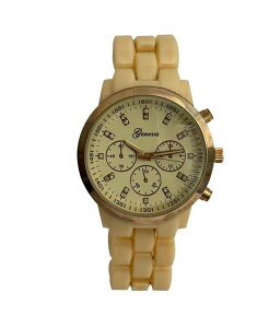 yz IrAvbg fB[X rv ANZT[ Beige Tone Tortoise Acrylic Band Women Watch Solid beige
