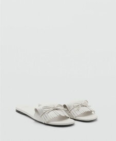 マンゴ レディース シューズ サンダル MANGO Women's Bow Detail Fringed Sandals White