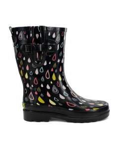 yz EGX^`[t fB[X u[cECu[c V[Y Womens Rain Drop Mid Rain Boot Black