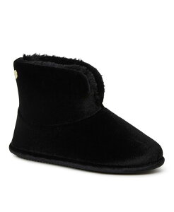 �f�B�A�t�H�[���Y ���f�B�[�X �V���[�Y �u�[�c�E���C���u�[�c Dearfoams Women's Sara Shiny Velour Bootie House Slipper Boot Black �u���b�N