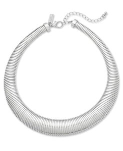 yz AC.Gk.V[ C^[iVi RZvg fB[X lbNXE`[J[Ey_ggbv ANZT[ Gold-Tone Omega Chain Collar Necklace 17" + 3" extender Silver