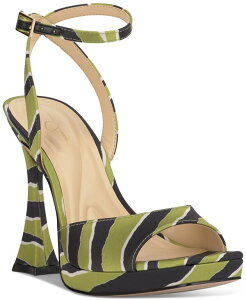 yz WFVJVv\ fB[X T_ V[Y Women's Jixte Two-Piece Dress Sandals Meadow Green Zebra Satin