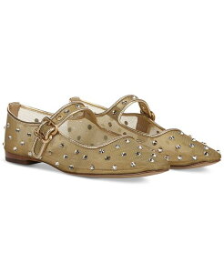 �T���G�f���}�� ���f�B�[�X �V���[�Y �p���v�X Sam Edelman Women's Michaela Shine Mary Jane Flats Amber Gold Mesh Fabric �A���o�[