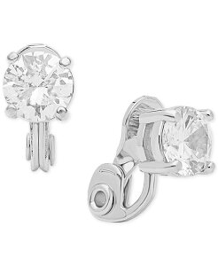yz ANC fB[X sAXECO ANZT[ Crystal Solitaire E-Z Comfort Clip-on Earrings Silver