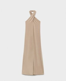 マンゴ レディース トップス ワンピース MANGO Women's Long Halter Wrap Dress Light Gray