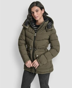�_�i �L������ �j���[���[�N ���f�B�[�X �A�E�^�[ �W���P�b�g�E�u���]�� �R�[�g DKNY Women's Shine Hooded Anorak Puffer Coat Loden