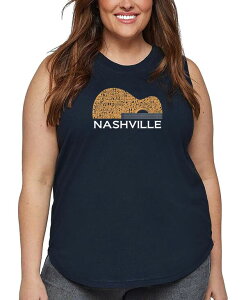 yz GG[|bvA[g fB[X ^Ngbv gbvX Plus Size Nashville Guitar Word Art Tank Top Navy