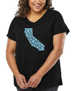 �G���G�[�|�b�v�A�[�g ���f�B�[�X �g�b�v�X T�V���c V�l�b�N �v���X�T�C�Y �V���c LA Pop Art Plus Size California Hearts Word Art V-Neck T-Shirt Black �u���b�N