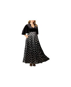 �L���i ���f�B�[�X �g�b�v�X �����s�[�X �v���X�T�C�Y Kiyonna Women's Plus Size Radiant Opulence Evening Gown Black polka dot �u���b�N
