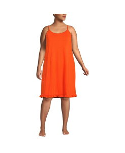 �����Y�G���h ���f�B�[�X �A���_�[�E�F�A �i�C�g�E�F�A �Ђ��� �v���X�T�C�Y Lands' End Plus Size Cooling Knee Length Slip Nightgown Vivid tangerine �^���W�F����