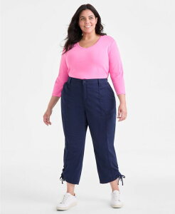 �X�^�C���A���h�R�[ ���f�B�[�X �{�g���X �J�W���A���p���c �p���c �A���N�� Style & Co Women's Mid Rise Tie-Hem Ankle Pants 2P-24W Industrial Blue �u���[