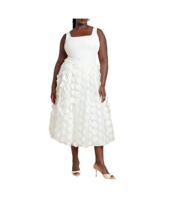 �G���N�C ���f�B�[�X �{�g���X �X�J�[�g �v���X�T�C�Y ELOQUII Women's Plus Size Dimensional Dot Full Skirt Jet stream