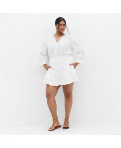 �V�e�B�[�V�b�N ���f�B�[�X �{�g���X �n�[�t�p���c�E�V���[�c �v���X�T�C�Y CITY CHIC Plus Size Faye Playsuit Ivory �A�C�{���[