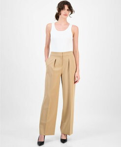 yz ANC fB[X JWApc {gX Women's High-Rise Pleated Wide-Leg Ultra-Fine-Twill Pants 0P-16 Light Coffee