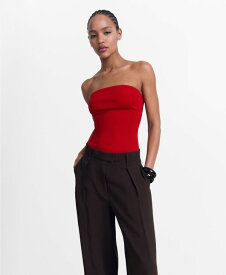 マンゴ レディース トップス シャツ MANGO Women's Strapless Fitted Top Red