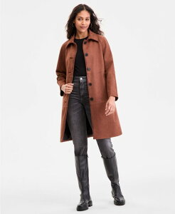 r[V[r[W[}bNXAYA fB[X AE^[ WPbgEu] XG[h WPbg BCBGMAXAZRIA Women's Button-Front Faux-Suede Jacket Brown uE
