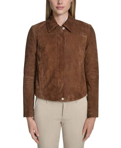 R[n[ fB[X AE^[ WPbgEu] XG[h WPbg Cole Haan Women's Zip Front Suede Jacket Chocolate `R[g