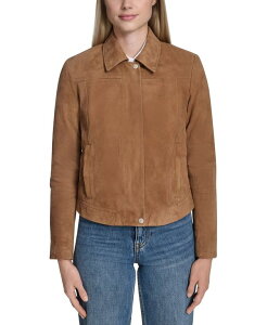 R[n[ fB[X AE^[ WPbgEu] XG[h WPbg Cole Haan Women's Zip Front Suede Jacket Hazelnut