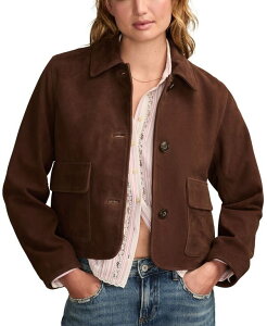 bL[uh fB[X AE^[ WPbgEu] XG[h U[ WPbg Lucky Brand Women's Suede Leather Jacket Chocolate Brown uE