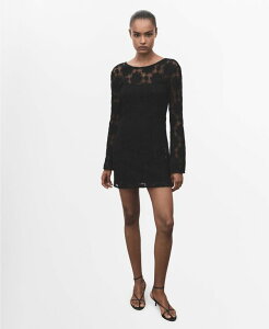 }S fB[X gbvX s[X MANGO Women's Crochet Short Dress Black ubN