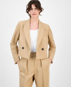 ANC fB[X AE^[ WPbgEu] Nbvh WPbg Anne Klein Women's Double-Breasted Peak-Lapel Ultra-Fine-Twill Cropped Jacket 0P-16 Light Coffee R[q[