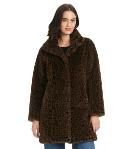 �W���[���Y�j���[���[�N ���f�B�[�X �A�E�^�[ �W���P�b�g�E�u���]�� �R�[�g Jones New York Women's Collared Faux-Fur Coat P/XS-XXL Leopard �A�j�}��