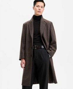 �q���[�S�{�X �����Y �A�E�^�[ �W���P�b�g�E�u���]�� �R�[�g Hugo Boss Men's Modern-Fit Herringbone Overcoat Brown �u���E��