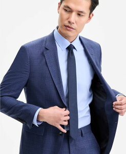 �q���[�S�{�X �����Y �A�E�^�[ �W���P�b�g�E�u���]�� �W���P�b�g Hugo Boss Men's Modern-Fit Plaid Suit Jacket Dark Blue �u���[