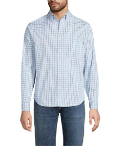 �����Y�G���h �����Y �g�b�v�X �V���c Lands' End Men's Long Sleeve Travel Kit Shirt Clearlake blue plaid �u���[