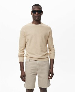 yz }S Y jbgEZ[^[ AE^[ Men's Microstructure Cotton Knitted Sweater Beige