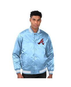 X^[^[ Y AE^[ WPbgEu] Te WPbg Starter Men's Light Blue Atlanta Braves Locker Room Satin Full-Snap Varsity Jacket Light Blue u[