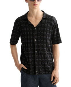 �X�R�b�`�A���h�\�[�_ �����Y �g�b�v�X �V���c SCOTCH & SODA Men's Short Sleeve Tone on Tone Button-Front Shirt Mini Diamond