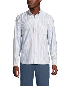 �����Y�G���h �����Y �g�b�v�X �V���c �I�b�N�X�t�H�[�h Lands' End Men's Long Sleeve Sail Rigger Oxford Shirt Clear blue /khaki stripe �u���[