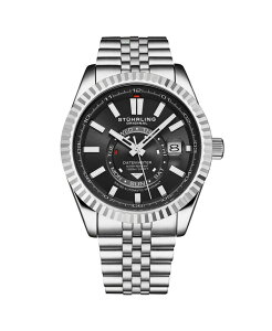 �X�g�D�[�����O ���f�B�[�X �A�N�Z�T���[ �r���v T�V���c Stuhrling Datemaster II Men s Swiss Automatic 42mm Stainless Steel Watch Black Dial Fluted Bezel Day & Date 100M Water Resistant Black �u���b�N