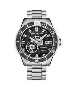 �X�g�D�[�����O ���f�B�[�X �A�N�Z�T���[ �r���v T�V���c Stuhrling 1013 Men s Automatic Watch Swiss Movement Black Dial Black Bezel Stainless Steel Case and Bracelet 200M Water Resistant Diver Date Window Black �u���b�N