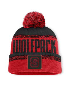 yz t@ieBNX Y Xq ANZT[ Men's Red/Black NC State Wolfpack Thrive Cuffed Knit with Pom Hat Red Black