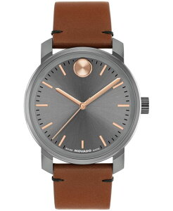 oh Y ANZT[ rv U[ Movado Men's Bold Access Swiss Quartz Brown Leather Watch 41mm Brown uE