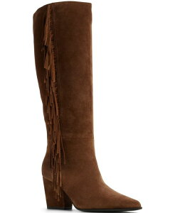 �A���h ���f�B�[�X �V���[�Y �u�[�c�E���C���u�[�c �g�[�� �u�[�c �t�����W ALDO Women's Kaelya Knee-High Tall Fringe Western Boots Dark Brown Suede �u���E��