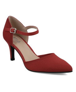 yz ~A fB[X pvX V[Y Women's Bivi Knit D'orsay Buckled Ankle Strap Pumps Red