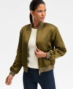 AC.Gk.V[ C^[iVi RZvg fB[X AE^[ WPbgEu] Te WPbg I.N.C. International Concepts Women's Satin Bomber Jacket Dark Olive I[u