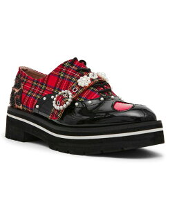 �x�b�c�B�W�����\�� ���f�B�[�X �V���[�Y �p���v�X �I�b�N�X�t�H�[�h ���[�X ���[�t�@�[ Betsey Johnson Women's Simonee Embellished Lace Up Oxford Loafers Red Plaid Multi ���b�h