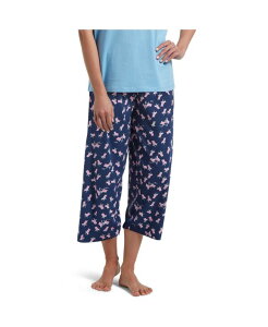 �q���[ ���f�B�[�X �{�g���X �J�W���A���p���c �v�����g �L���b�v �j�b�g Hue Women's Sleepwell Printed Knit Capri Pajama Pant Made with Temperature Regulating Technology Medieval